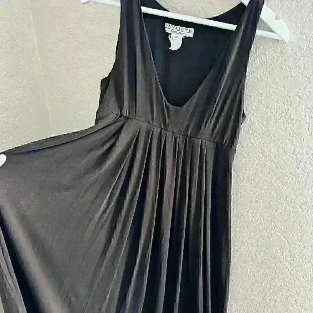Karen Alexander for Boston Proper Maxi, Sleeveless, Vneck Plunge, Brown, 213